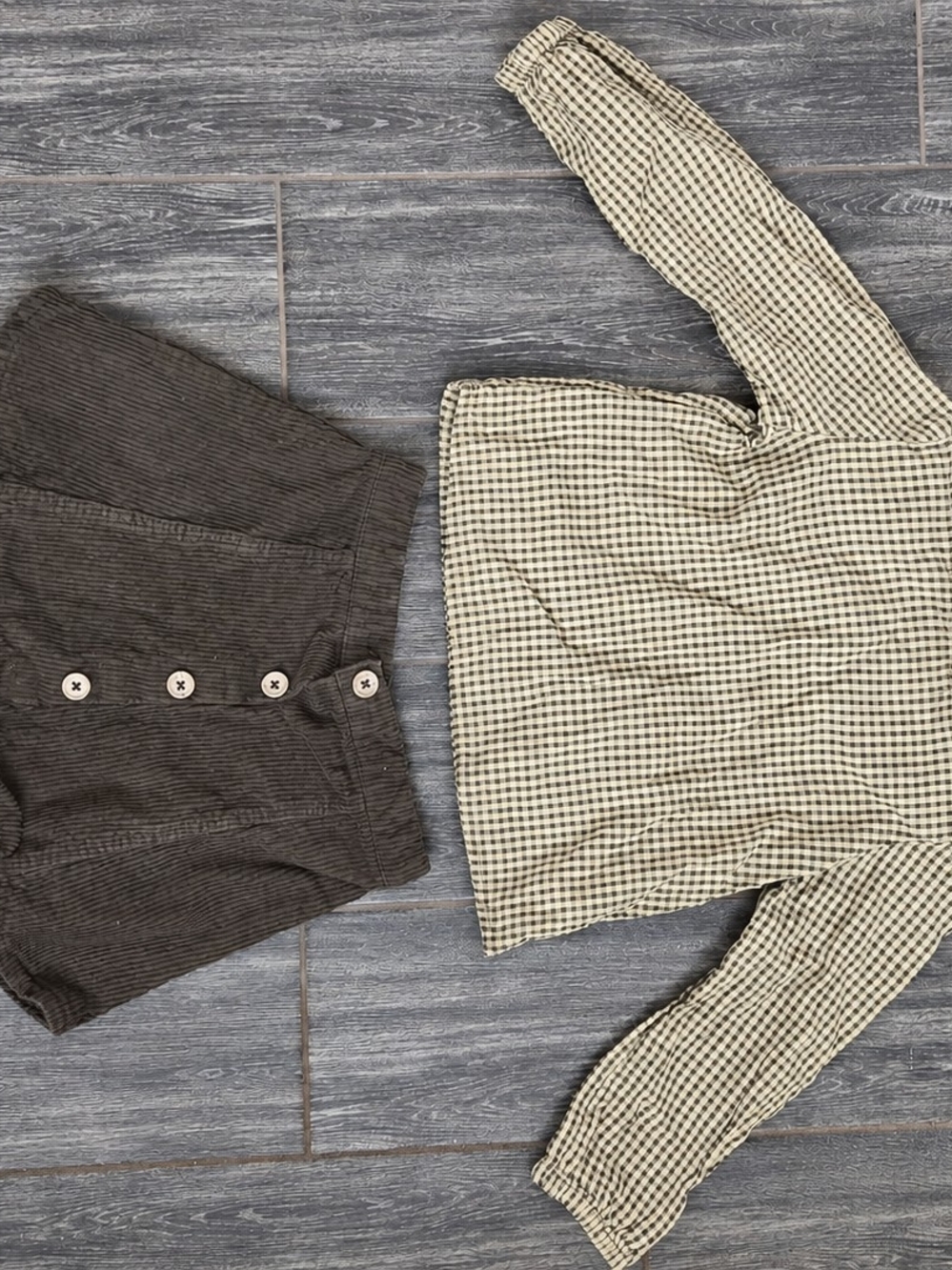 H&M Girls 4T Gingham Ruffle Top & Corduroy Shorts 2 Piece Outfit